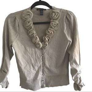 INC- Tan Cardigan With Flowers